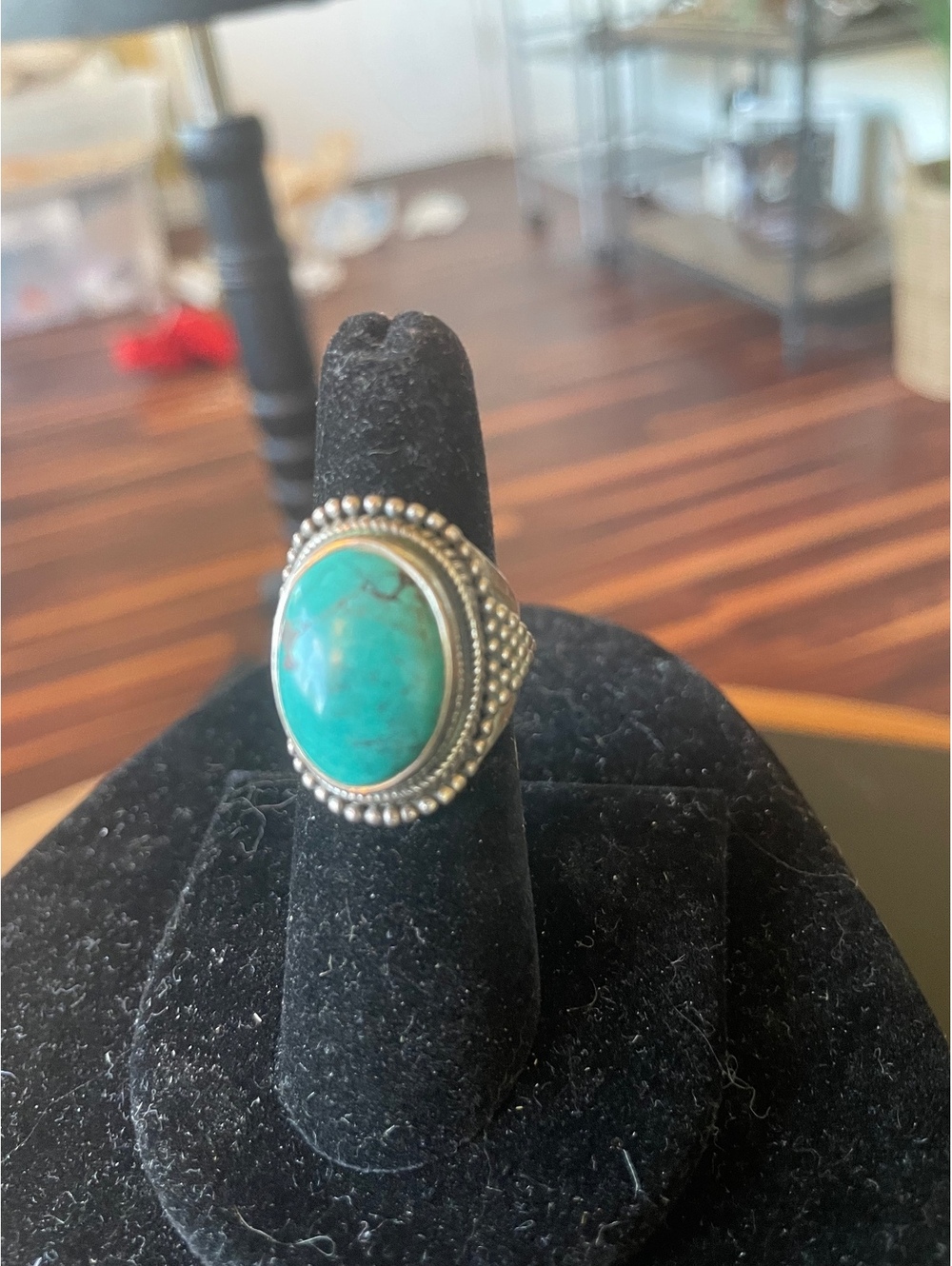 Vintage Artisan Sterling Silver and Turquoise Ring Size 6